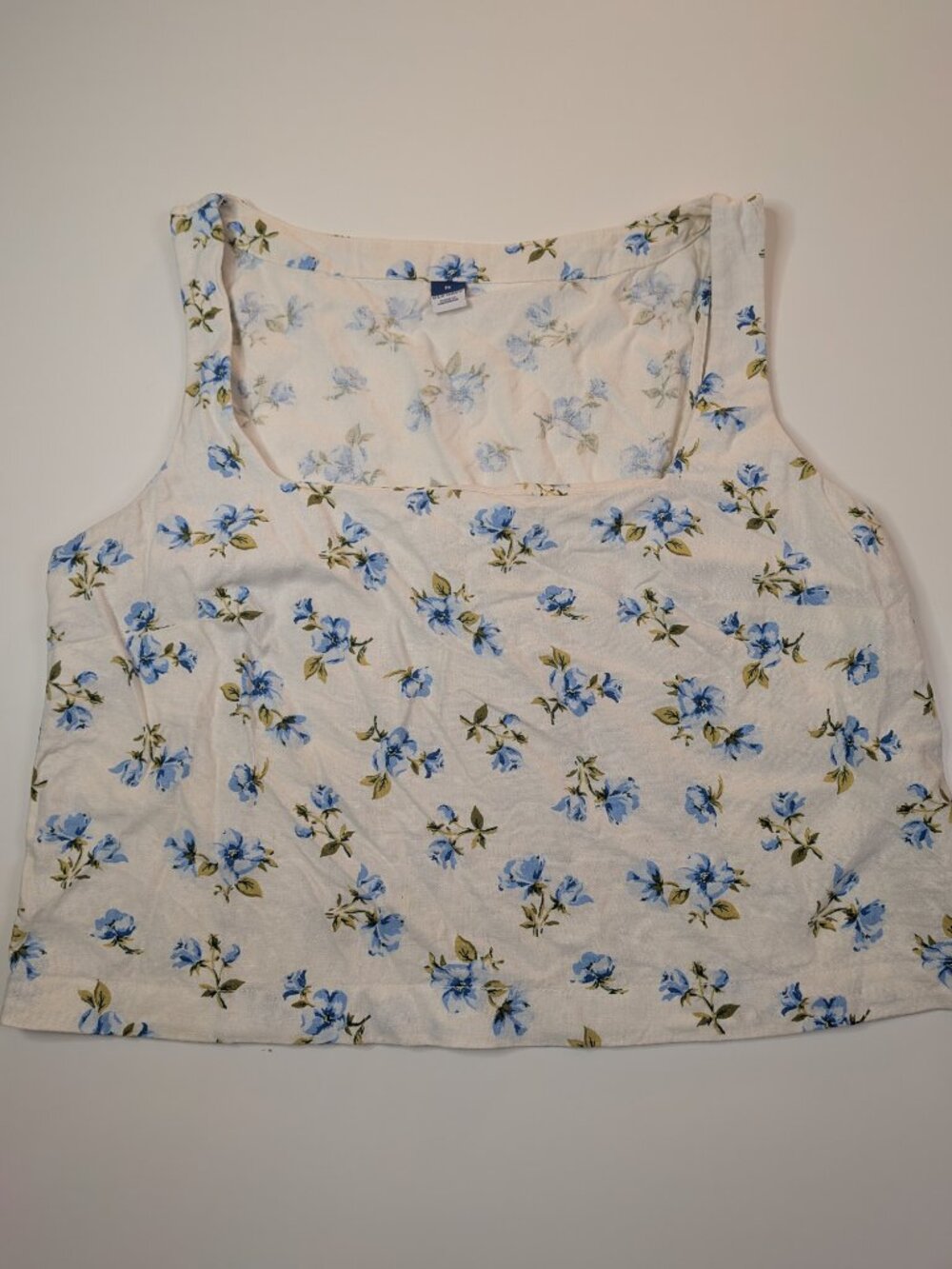 Old Navy Women’s Medium Linen Blend Floral Square Neck Sleeveless Tank Top